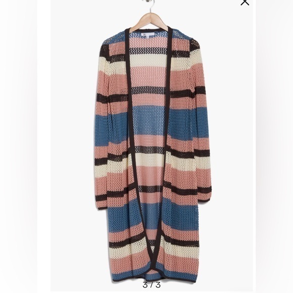 DR2 Sweaters - NWT DR2 Stripe Cotton Maxi Sweater Cardigan